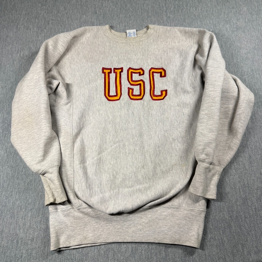 Champion Sweatshirt Mens XL Gray USC Trojans Reverse Weave Crewneck Pullover
